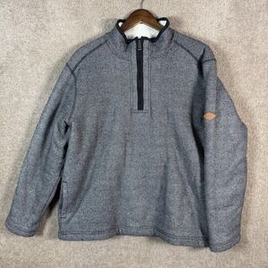 Orvis Sweater Mens‎ XL Gray Sherpa Lined Fleece 1/4 Zip Waffle Knit Pullover